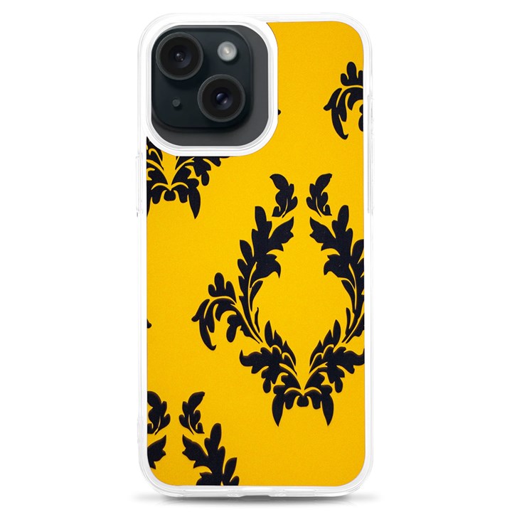 Yellow Regal Filagree Pattern iPhone 15 Plus TPU UV Print Case