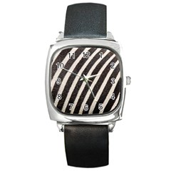 Zebra Zebra Pattern Zebra Fur Zebra Print Strip Square Metal Watch by Azkajaya