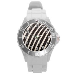 Zebra Zebra Pattern Zebra Fur Zebra Print Strip Round Plastic Sport Watch (L)