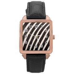 Zebra Zebra Pattern Zebra Fur Zebra Print Strip Rose Gold Leather Watch  by Azkajaya