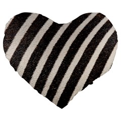 Zebra Zebra Pattern Zebra Fur Zebra Print Strip Large 19  Premium Flano Heart Shape Cushions by Azkajaya