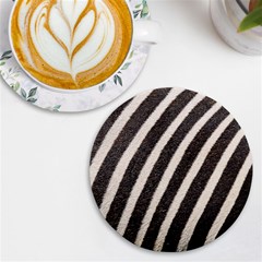 Zebra Zebra Pattern Zebra Fur Zebra Print Strip Uv Print Round Tile Coaster by Azkajaya