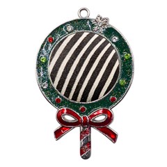 Zebra Zebra Pattern Zebra Fur Zebra Print Strip Metal X mas Lollipop With Crystal Ornament by Azkajaya