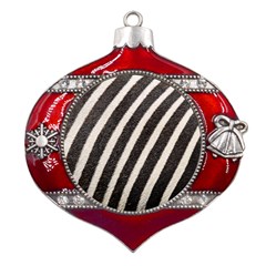 Zebra Zebra Pattern Zebra Fur Zebra Print Strip Metal Snowflake And Bell Red Ornament