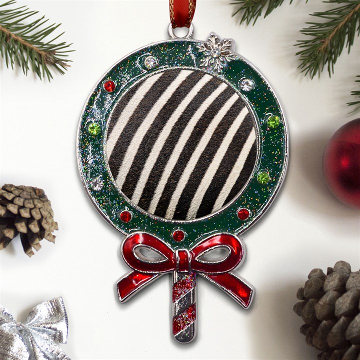 Zebra Zebra Pattern Zebra Fur Zebra Print Strip Metal X Mas Lollipop with Crystal Ornament