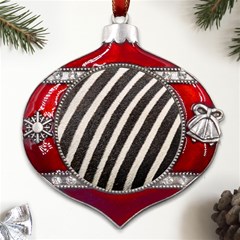 Zebra Zebra Pattern Zebra Fur Zebra Print Strip Metal Snowflake And Bell Red Ornament