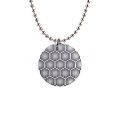 Halftone Tech Hexagons Seamless Pattern 1  Button Necklace