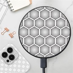 Halftone Tech Hexagons Seamless Pattern Wireless Fast Charger(black) by Ket1n9