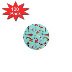 Pattern With Koi Fishes 1  Mini Magnets (100 Pack) 