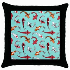 Pattern With Koi Fishes Throw Pillow Case (black) by Ket1n9