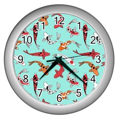 Pattern With Koi Fishes Wall Clock (silver) by Ket1n9