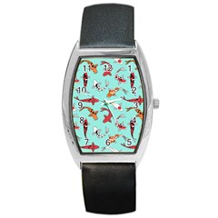 Pattern With Koi Fishes Barrel Style Metal Watch by Ket1n9