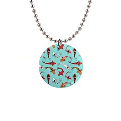 Pattern With Koi Fishes 1  Button Necklace