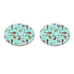 Pattern With Koi Fishes Cufflinks (oval) by Ket1n9