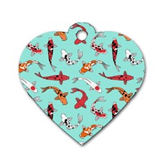 Pattern With Koi Fishes Dog Tag Heart (one Side) by Ket1n9