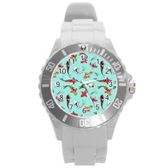 Pattern With Koi Fishes Round Plastic Sport Watch (l) by Ket1n9