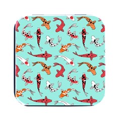 Pattern With Koi Fishes Square Metal Box (black) by Ket1n9