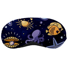 Marine Seamless Pattern Thin Line Memphis Style Sleep Mask