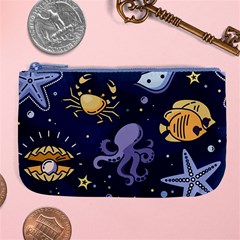 Marine Seamless Pattern Thin Line Memphis Style Large Coin Purse by Ket1n9