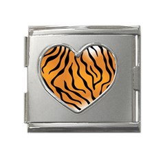 Tiger Skin Pattern Mega Link Heart Italian Charm (18mm)