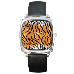 Tiger Skin Pattern Square Metal Watch by Ket1n9