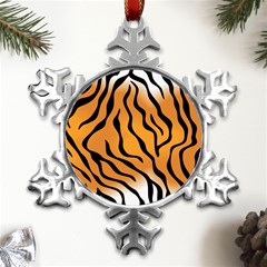 Tiger Skin Pattern Metal Small Snowflake Ornament by Ket1n9