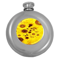 Beautiful Sunflowers Round Hip Flask (5 Oz) by Ket1n9