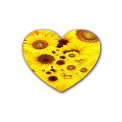 Beautiful Sunflowers Rubber Coaster (heart) by Ket1n9