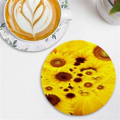 Beautiful Sunflowers Uv Print Round Tile Coaster by Ket1n9