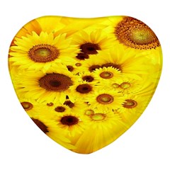 Beautiful Sunflowers Heart Glass Fridge Magnet (4 Pack) by Ket1n9