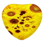 Beautiful Sunflowers Heart Glass Fridge Magnet (4 pack) Front