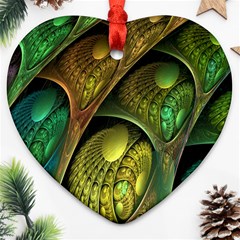 Psytrance Abstract Colored Pattern Feather Ornament (heart)