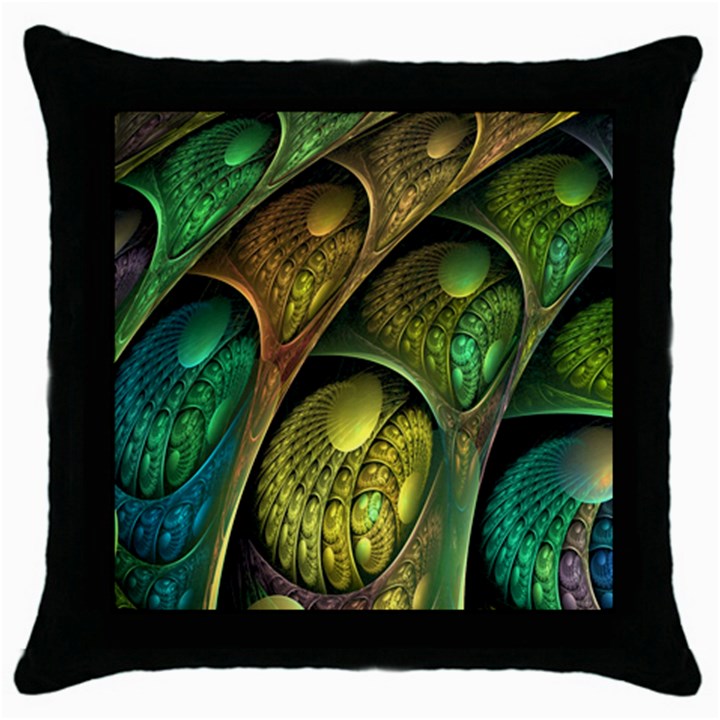 Psytrance Abstract Colored Pattern Feather Throw Pillow Case (Black)