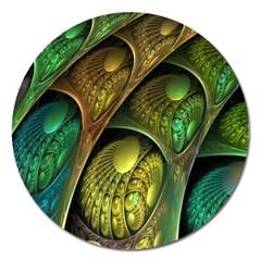 Psytrance Abstract Colored Pattern Feather Magnet 5  (round) by Ket1n9