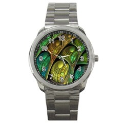 Psytrance Abstract Colored Pattern Feather Sport Metal Watch by Ket1n9