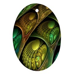 Psytrance Abstract Colored Pattern Feather Oval Ornament (two Sides) by Ket1n9