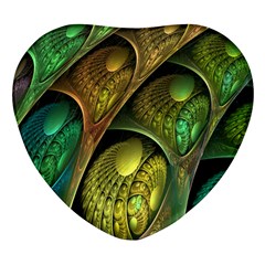 Psytrance Abstract Colored Pattern Feather Heart Glass Fridge Magnet (4 Pack) by Ket1n9