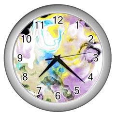 Watercolour Watercolor Paint Ink Wall Clock (silver) by Ket1n9