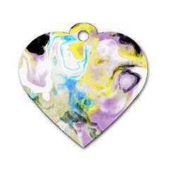 Watercolour Watercolor Paint Ink Dog Tag Heart (two Sides) by Ket1n9