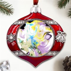 Watercolour Watercolor Paint Ink Metal Snowflake And Bell Red Ornament by Ket1n9