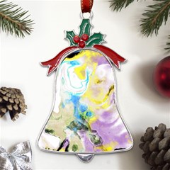 Watercolour Watercolor Paint Ink Metal Holly Leaf Bell Ornament