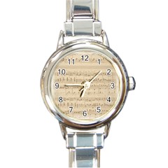 Vintage Beige Music Notes Round Italian Charm Watch