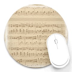 Vintage Beige Music Notes Round Mousepad