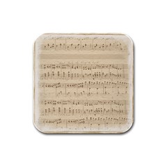 Vintage Beige Music Notes Rubber Square Coaster (4 Pack)