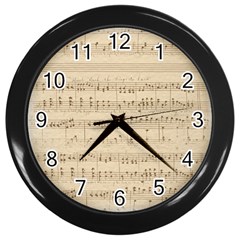 Vintage Beige Music Notes Wall Clock (black) by Loisa77