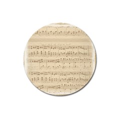 Vintage Beige Music Notes Magnet 3  (round) by Loisa77