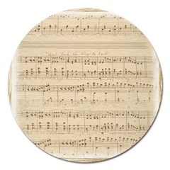 Vintage Beige Music Notes Magnet 5  (round) by Loisa77