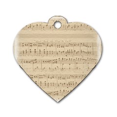 Vintage Beige Music Notes Dog Tag Heart (two Sides) by Loisa77