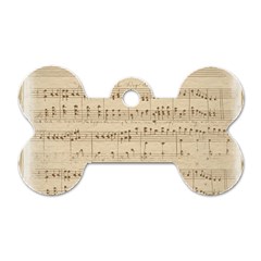 Vintage Beige Music Notes Dog Tag Bone (two Sides)