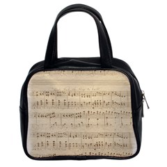 Vintage Beige Music Notes Classic Handbag (two Sides) by Loisa77